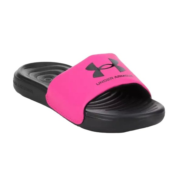 Under Armour Ansa Kids' Slide Sandals Black / Pink Surge Various Sizes - Picture 6 of 8